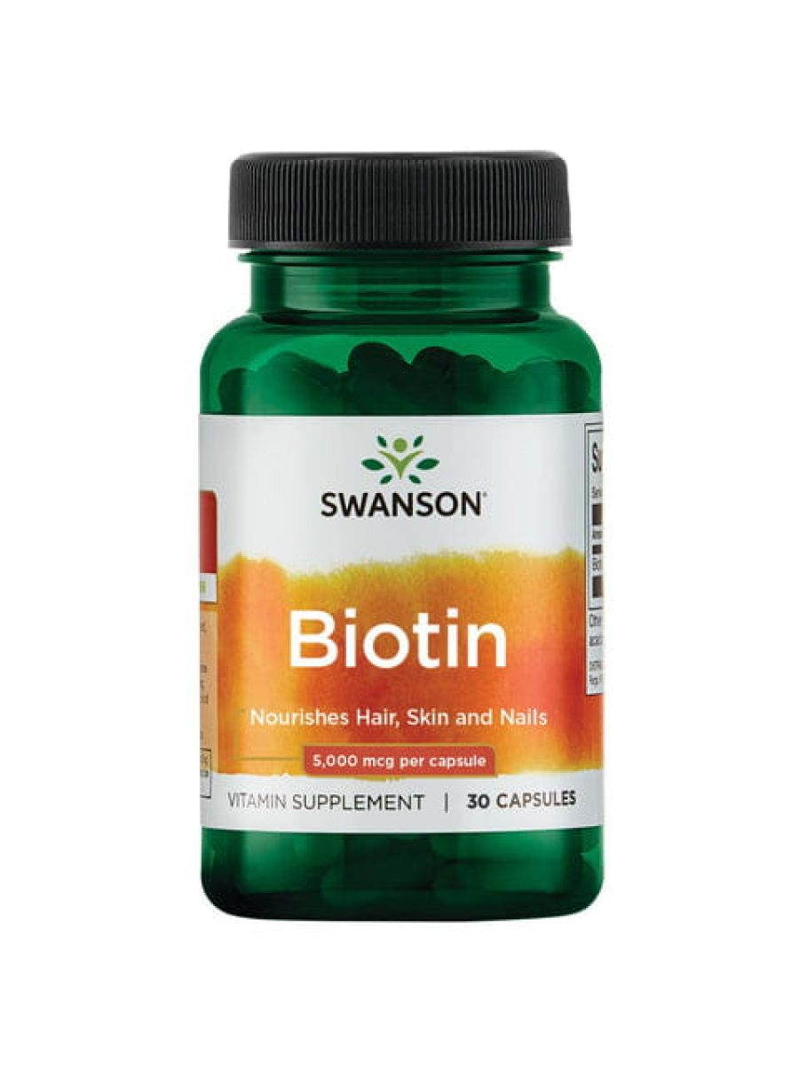 Swanson Biotin Hair B7 Vitamin 5000 mcg 30 Capsules