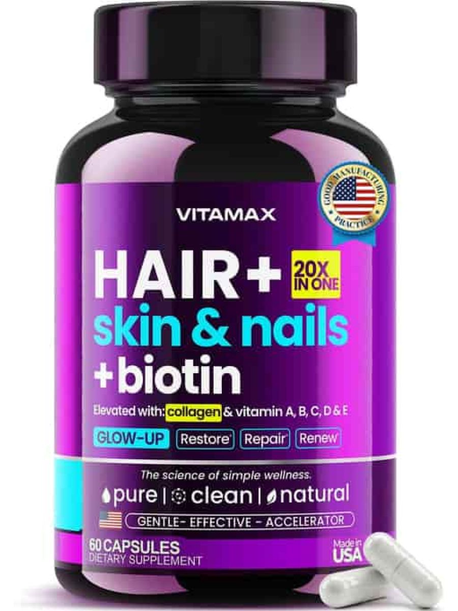 Vitamax Biotin Collagen Keratin Booster with Hyaluronic Acid Msm İnositol Astaxanthin 60 Caps