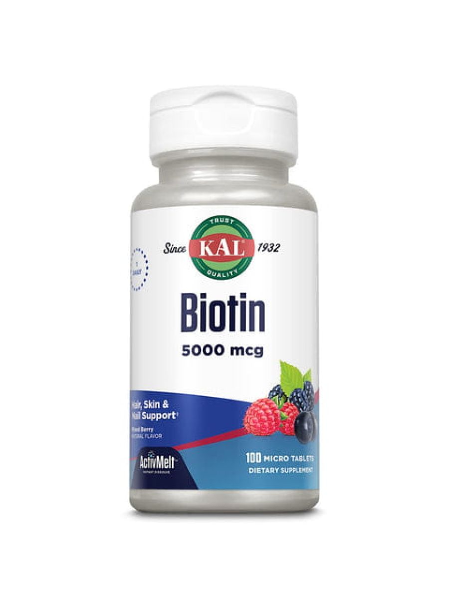 KAL, Biotin Mixed Berry 5,000 mcg 100 Micro Tablets