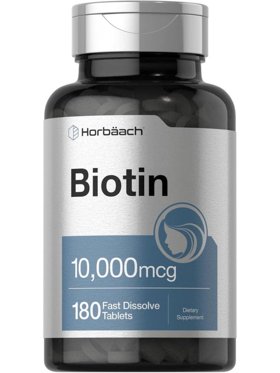 Horbäach Biotin Hair Skin Beauty 10000mcg Women & Men 180 Fast Dissolve Tablet