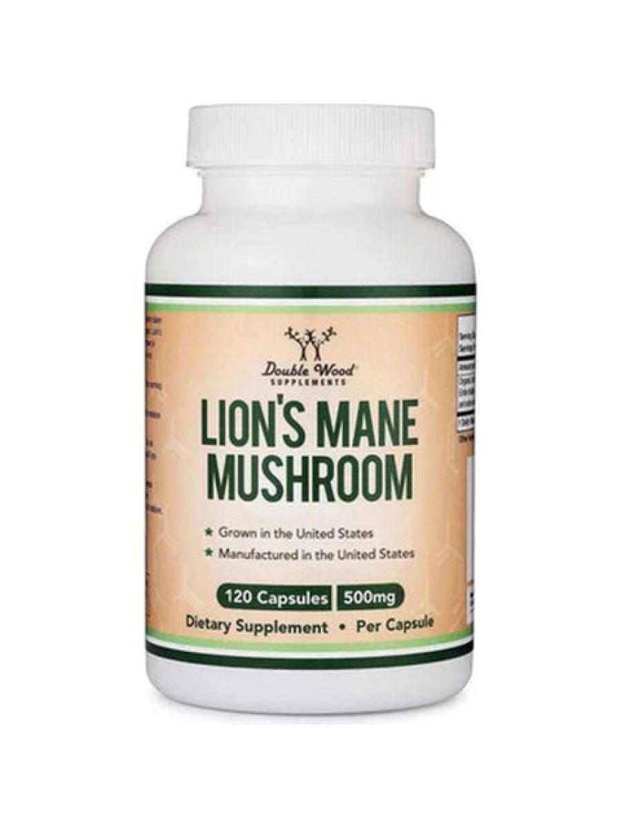 DOUBLE WOOD Organic Lions Mane Mushroom Capsules (120 Count), for Brain Support and Immune Health, Third Party Tested and Grown in The USA