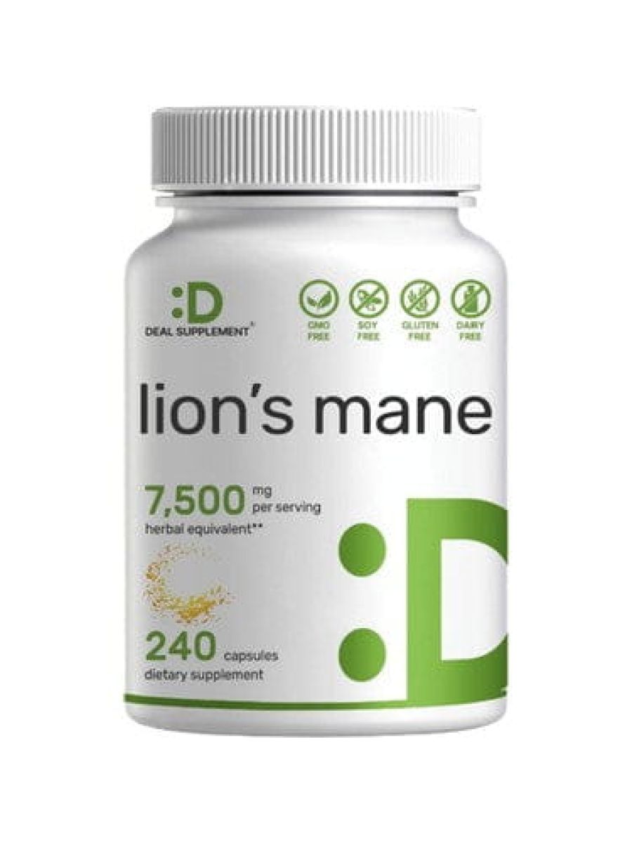 Deal Supplement Lions Mane Mushroom 7500mg Per Serving 240 Capsules