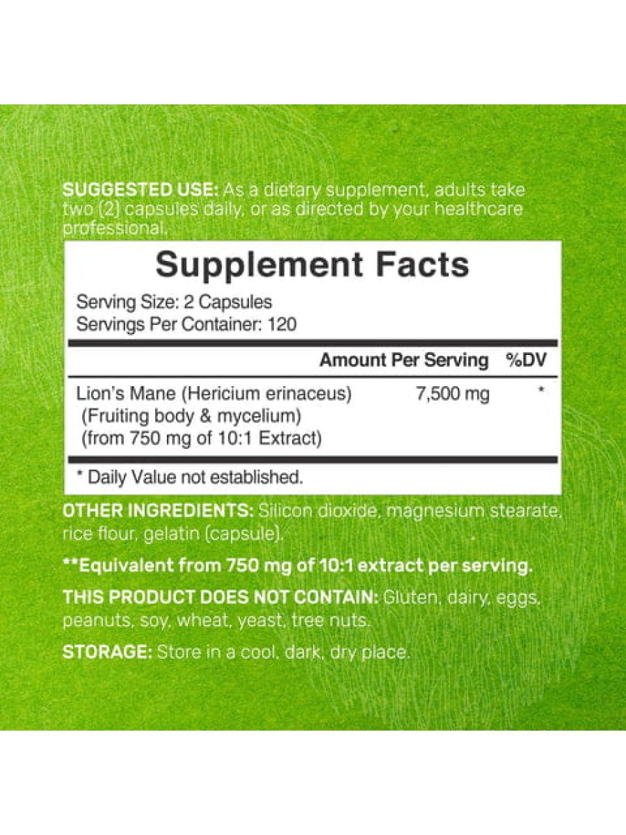 Deal Supplement Lions Mane Mushroom 7500mg Per Serving 240 Capsules