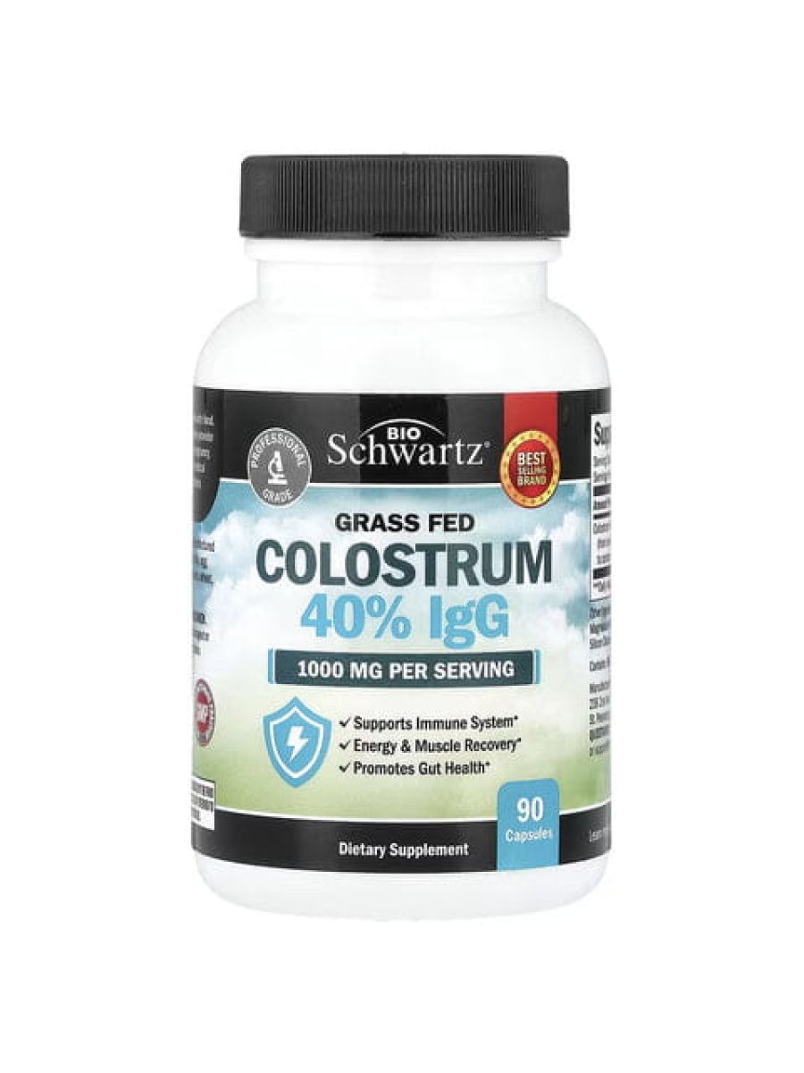 BioSchwartz Grass Fed Bovine Colostrum 40% IgG, 90 Caps