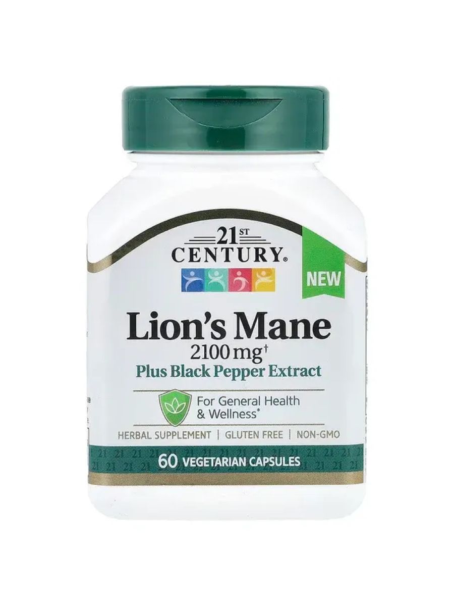 21st Century Lion's Mane Mushrooms Brain & Cognitive 2,100 mg 60 Vegetarian Caps