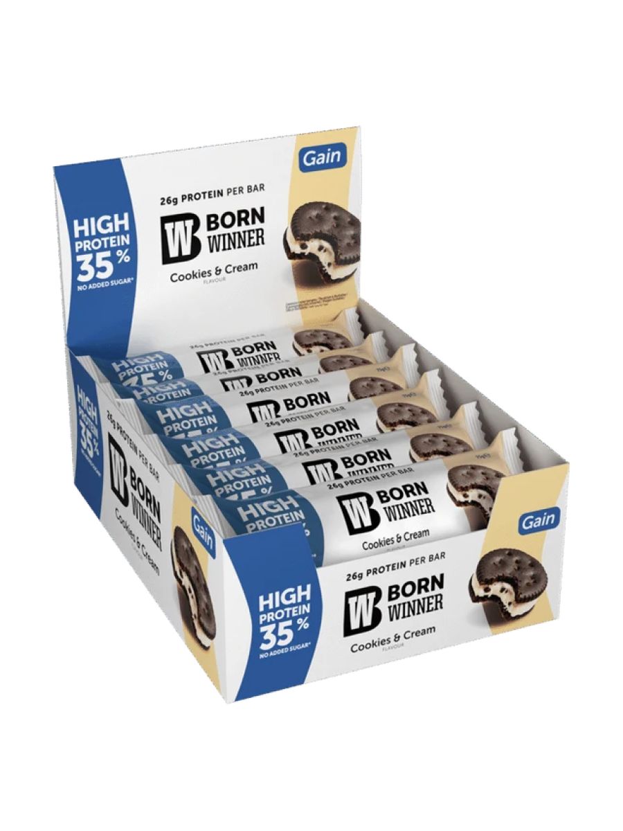 Born Winner Gain Protein Bar – 12x75 gr Cookies and Cream