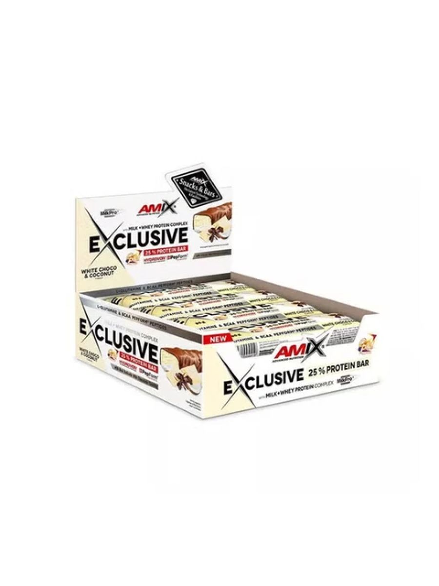 AMIX Exclusive Protein Bar 12x85g - White Choco - Coconut