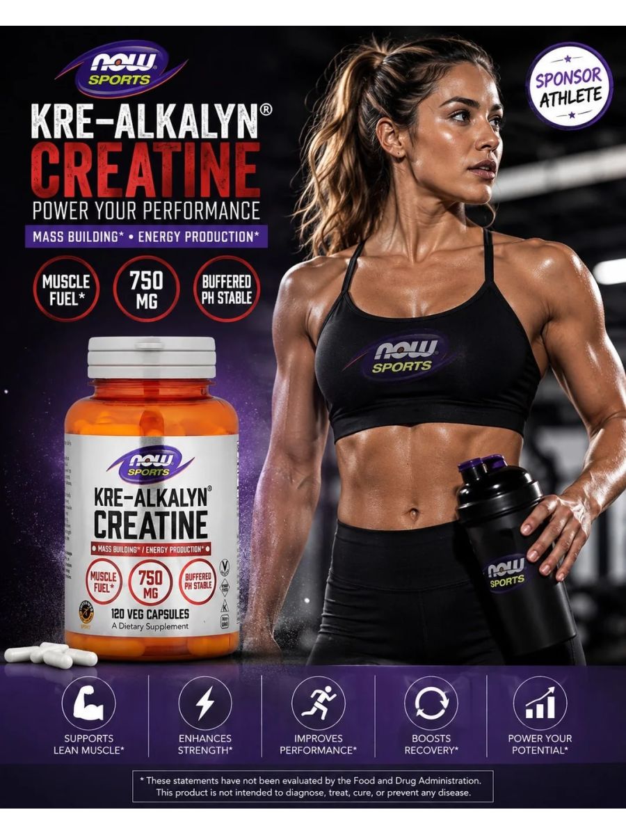 NOW Foods Sports Kre-Alkalyn Creatine Monohydrate Energy Production 120 Veg Capsül alternatif görsel - FC PROTEİN MARKET