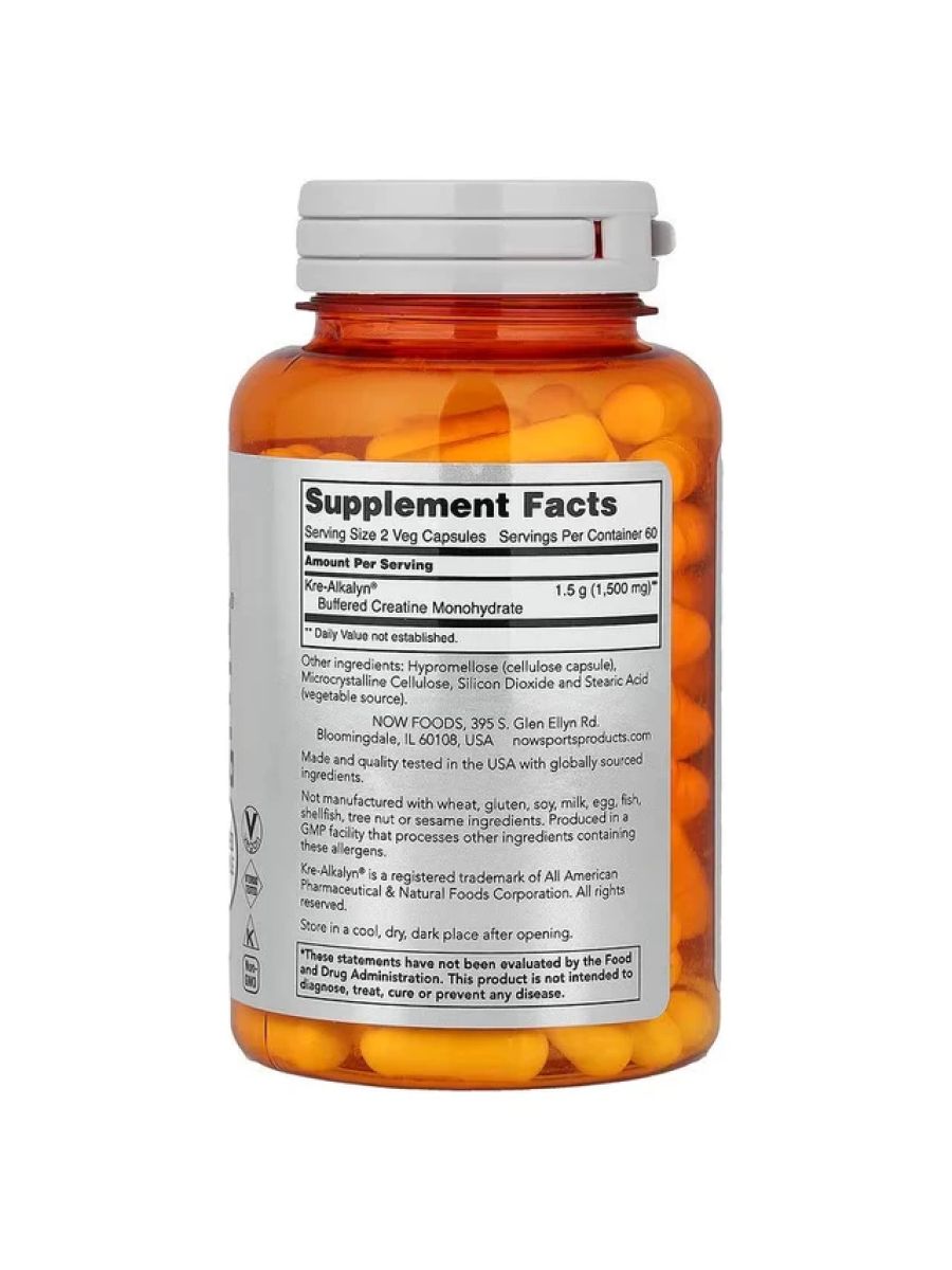 NOW Foods Sports Kre-Alkalyn Creatine Monohydrate Energy Production 120 Veg Capsül ürün görseli - FC PROTEİN MARKET