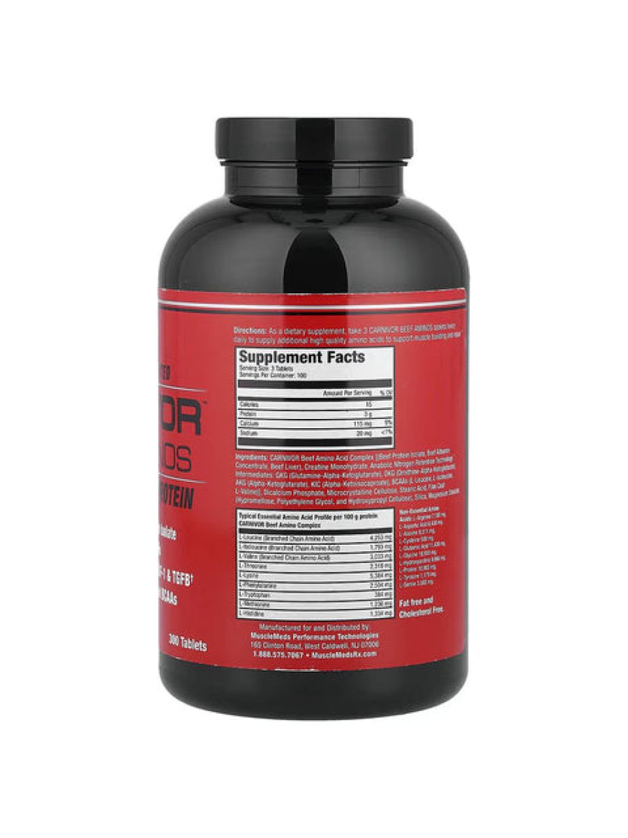 MuscleMeds Carnivor Beef Aminos 300 Tablet alternatif görsel - FC PROTEİN MARKET