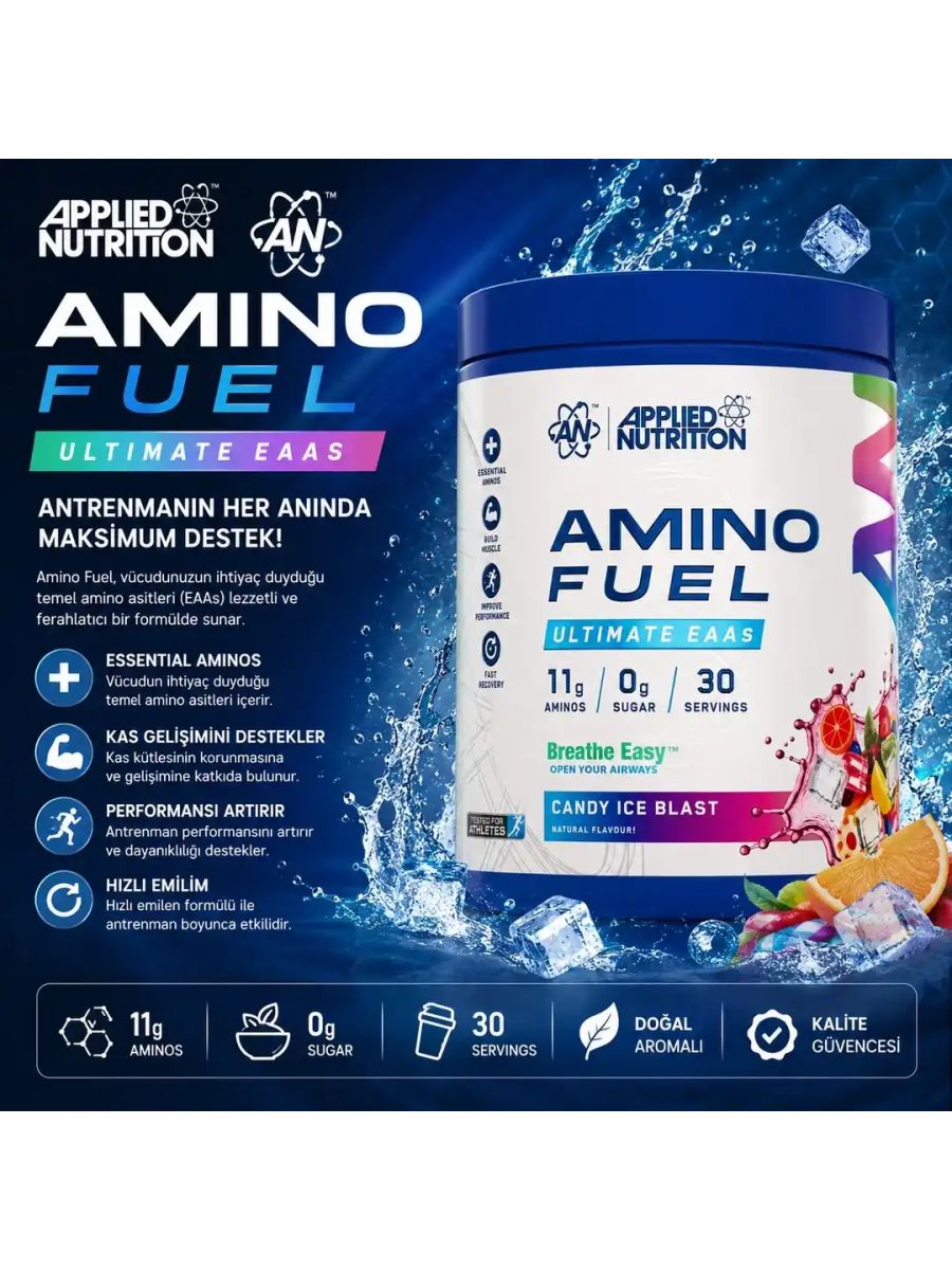 Applied Nutrition Amino fuel Ultimate Eaa Workout Recovery 390 gr - Candy İce blast alternatif görsel - FC PROTEİN MARKET