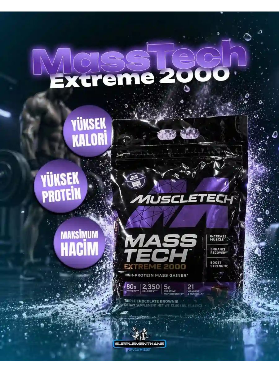 MuscleTech Masstech Extreme 2000 High Protein Food For Weight Mass Gainer 5,44 Kg ürün görseli - FC PROTEİN MARKET