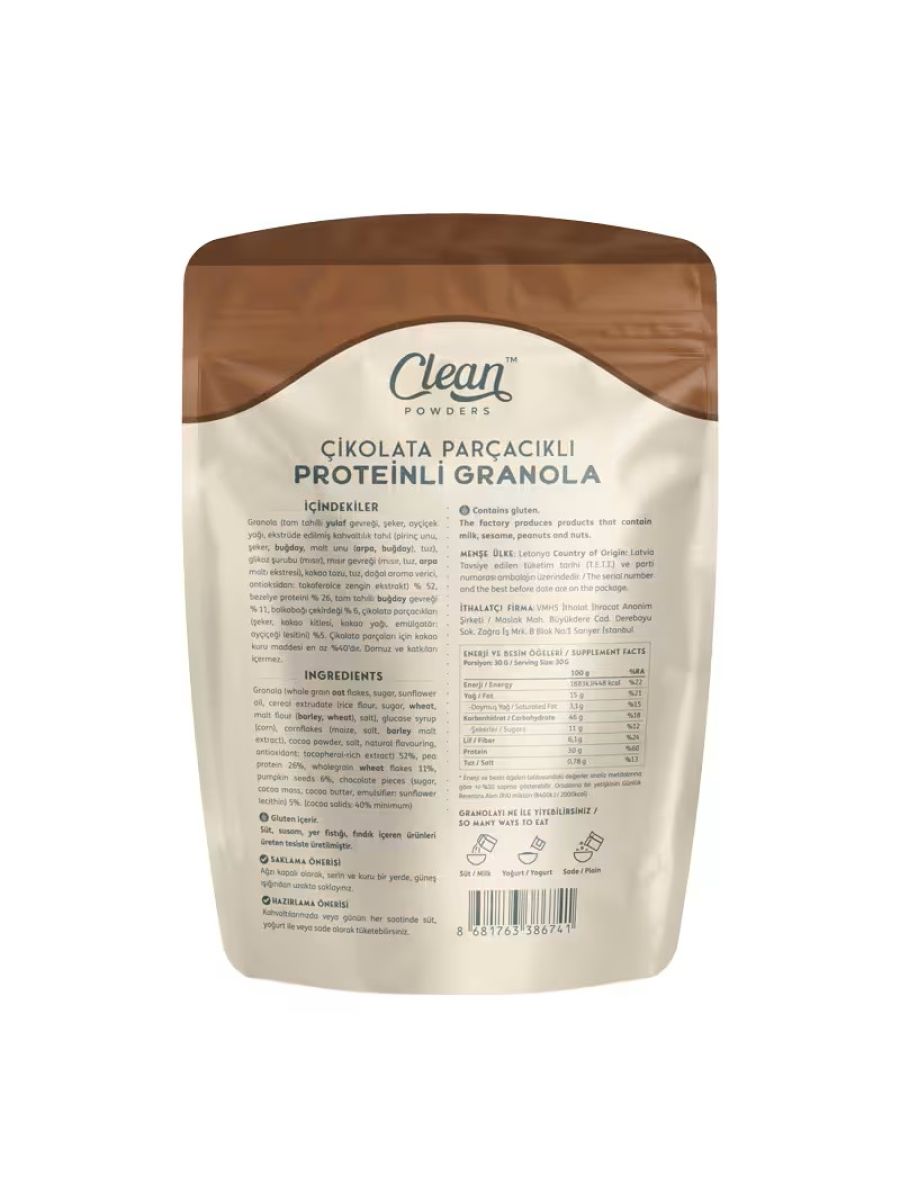 Clean Powders Protein Granola 300 Gr alternatif görsel - FC PROTEİN MARKET