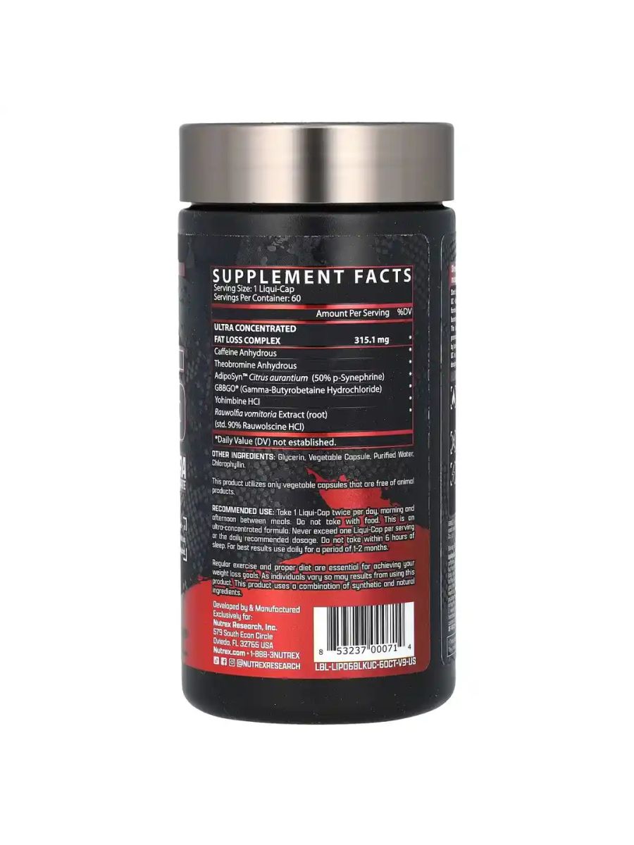 Nutrex Research LIPO-6 Black Ultra Concentrate 60 Liqui-Caps alternatif görsel - FC PROTEİN MARKET