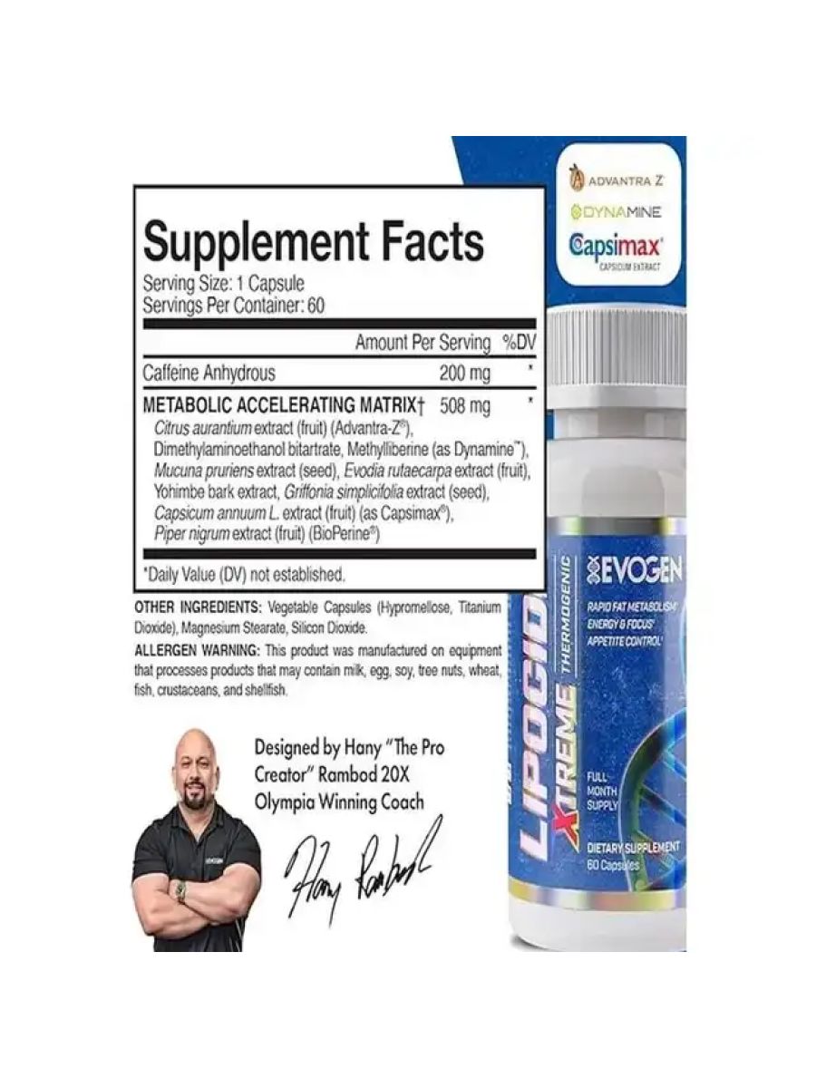 Evogen Lipocide Xtreme Fat Burner Yohimbine 60 Kapsül alternatif görsel - FC PROTEİN MARKET