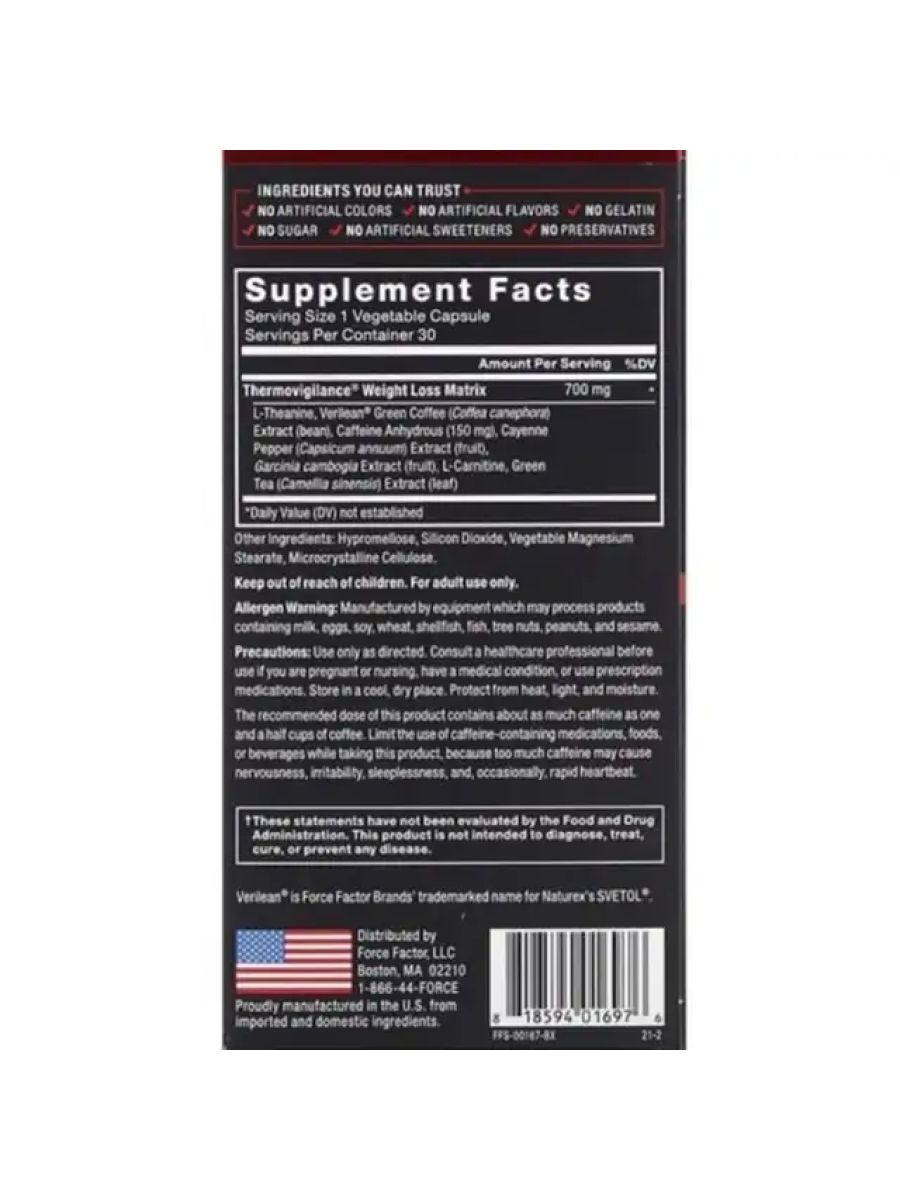 Force Factor LeanFire Fast Acting Weight Loss Formula 30 Vegetable alternatif görsel - FC PROTEİN MARKET