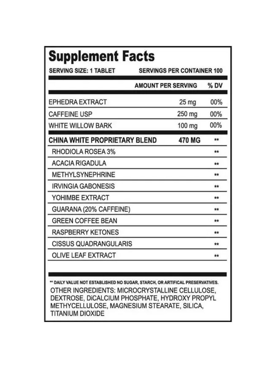 CLOMA PHARMA China White Ephedra Fat Burner 100 Tablet alternatif görsel - FC PROTEİN MARKET