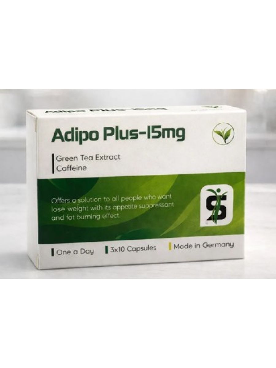Adipo plus 15 mg (Caffeine+Green Tea Yeşil çay) 30 Caps ürün görseli - FC PROTEİN MARKET