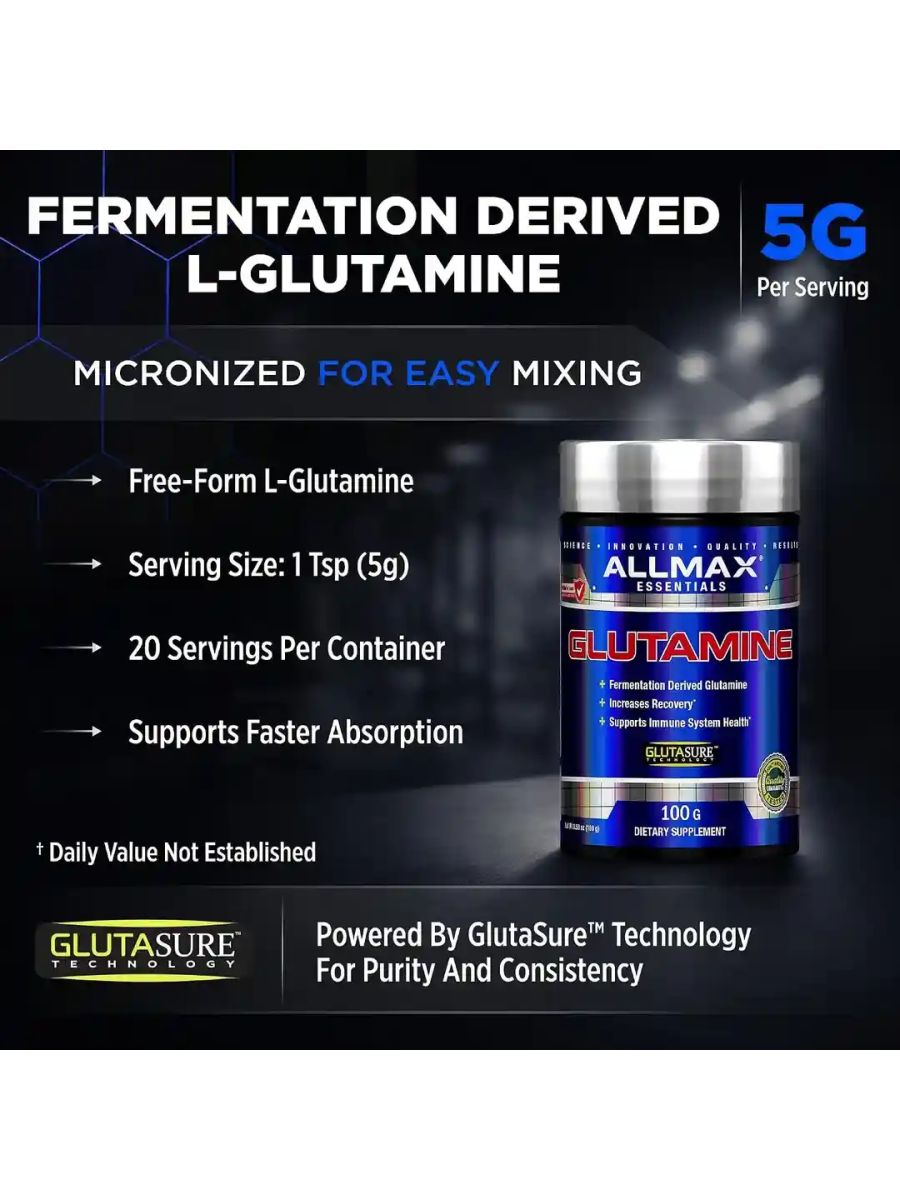 ALLMAX L-Glutamine Powder Fermented Unflavored 100 g ürün görseli - FC PROTEİN MARKET