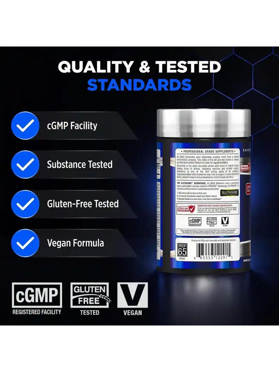 ALLMAX L-Glutamine Powder Fermented Unflavored 100 g ürün görseli - FC PROTEİN MARKET