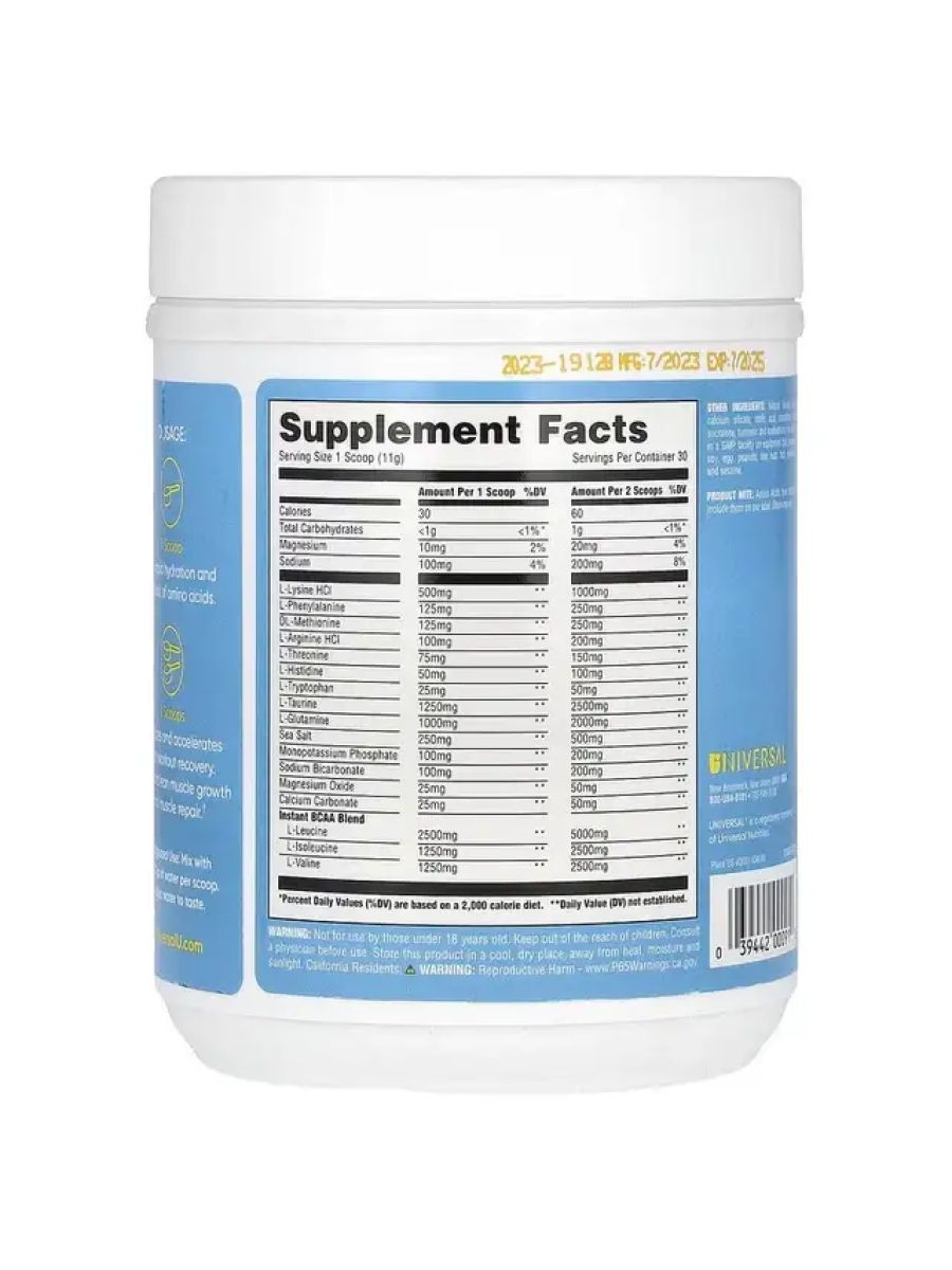 Universal Replenish & Restore Amino Electrolytes & Hydration Lysine, Glutamine, Tryptophan 330 gr ürün görseli - FC PROTEİN MARKET