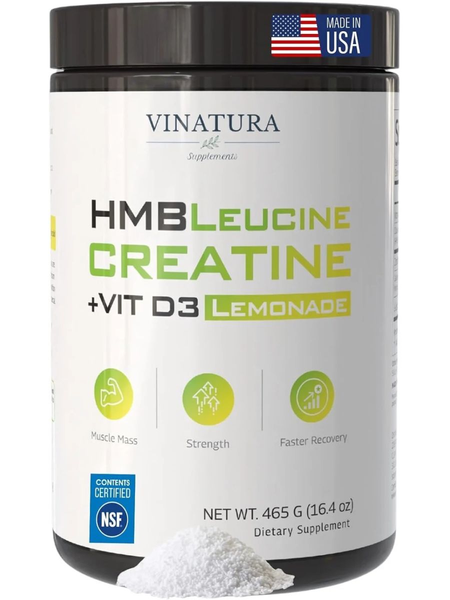 VINATURA Creatine Monohydrate HMB Powder with Leucine Losin Vitamin D3 - Muscle Defense - Vegan Lemonade Flavor 30 Serving ürün görseli - FC PROTEİN MARKET