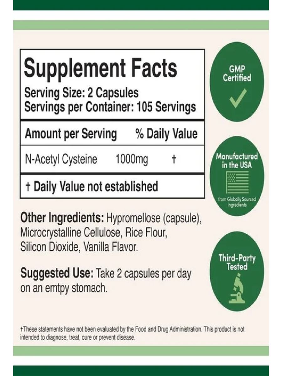 DOUBLE WOOD N-Acetyl Cysteine NAC 210 500 mg caps alternatif görsel - FC PROTEİN MARKET