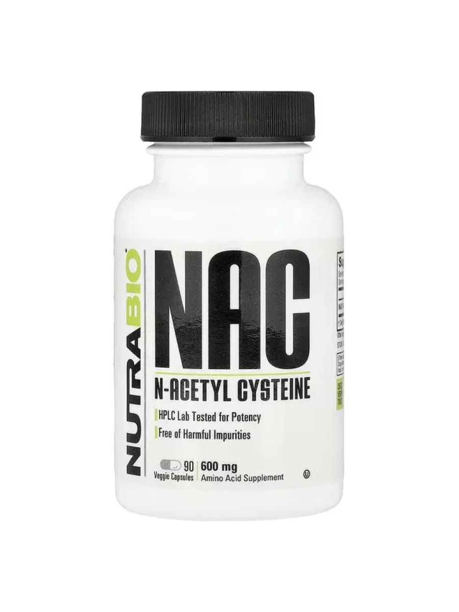 NutraBio, NAC N-Acetyl Cysteine, 600 mg, 90 Veggie Capsules ürün görseli - FC PROTEİN MARKET