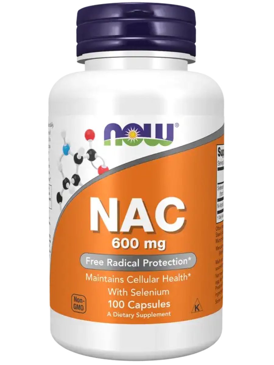 NOW Foods N-Acetyl Cysteine (NAC) With Selenium 600 mg 100 Capsules ürün görseli - FC PROTEİN MARKET