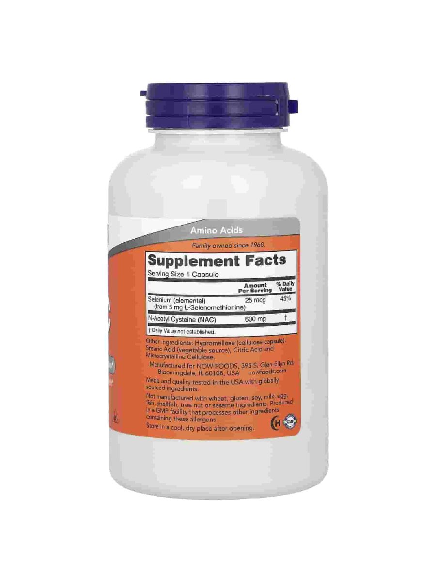 NOW Foods N-Acetyl Cysteine (NAC) Selenium 600 mg 250 Capsules alternatif görsel - FC PROTEİN MARKET