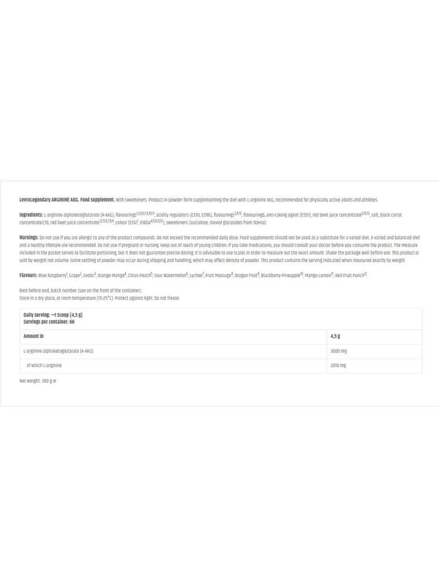 Kevin Levrone LevroLegendary Arginine AKG 300 g ürün görseli - FC PROTEİN MARKET