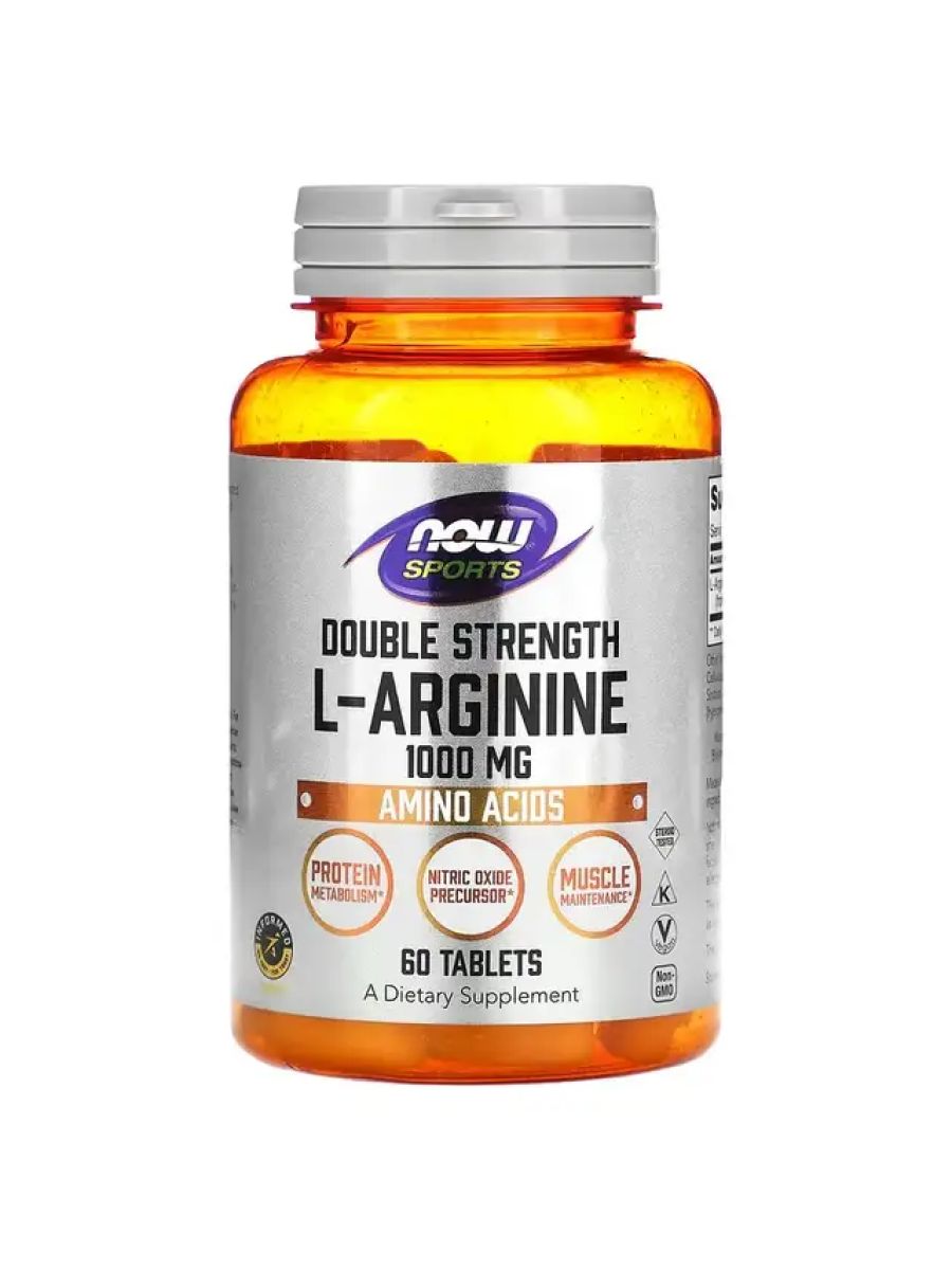 NOW Foods Double Strenght L-Arginine Nitric oxide Amino Acids 1,000 mg 60 Tablet ürün görseli - FC PROTEİN MARKET
