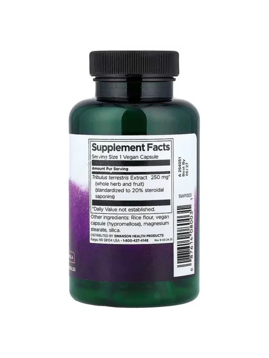 Swanson Vitamins Mega Tribulus terrestris Extract %20 saponins 250 mg 120 Vegan Capsules alternatif görsel - FC PROTEİN MARKET