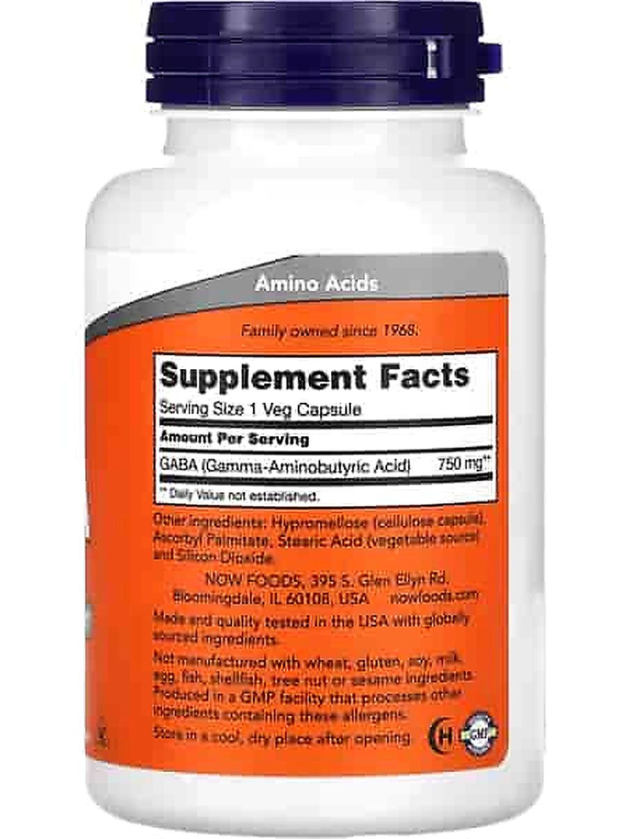 NOW Foods GABA 750 mg 100 Veg Capsul alternatif görsel - FC PROTEİN MARKET
