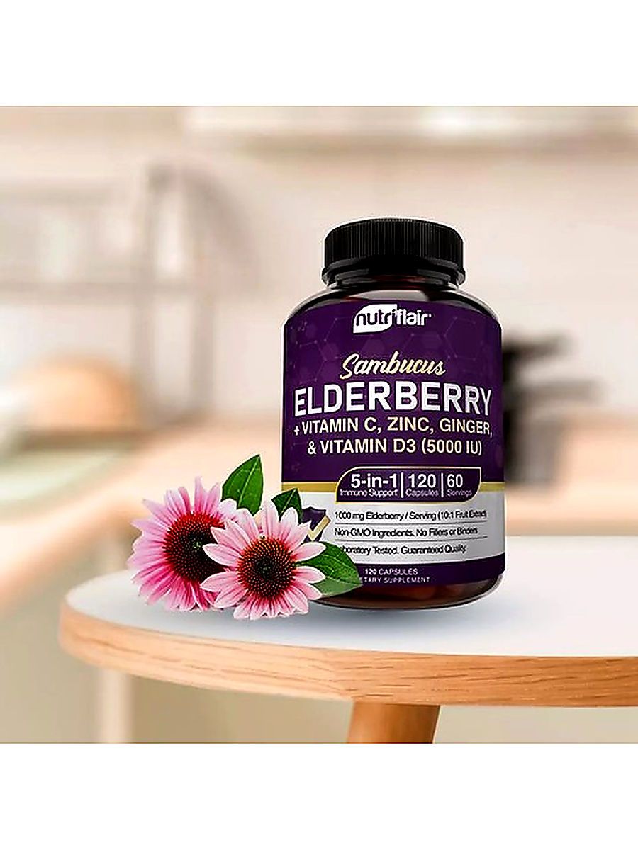 NutriFlair ELDERBERRY WITH VITAMIN C ZINC & VITAMIN D3 120 CAPS ürün görseli - FC PROTEİN MARKET