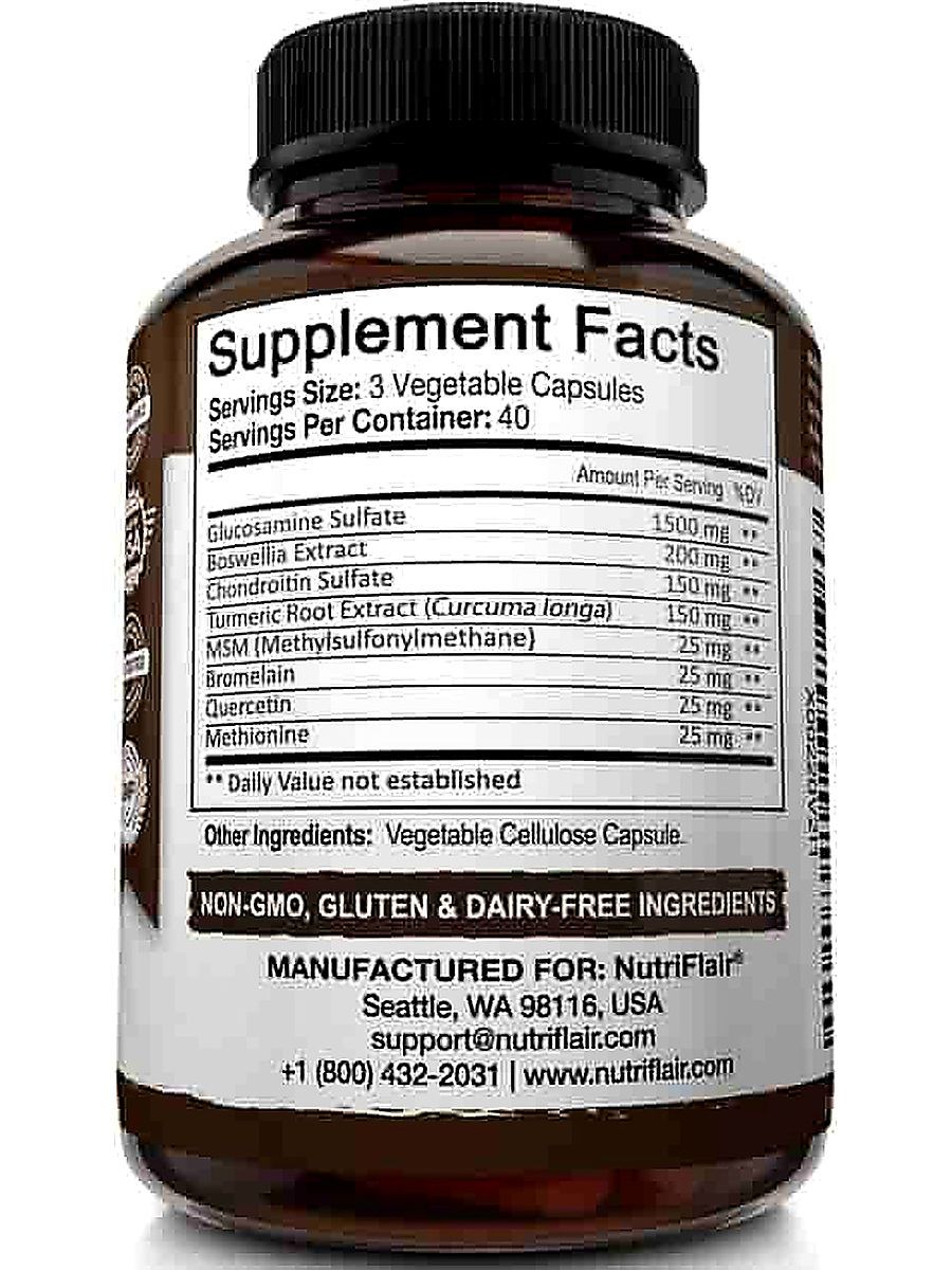 NutriFlair Glucosamine Chondroitin Turmeric MSM Boswellia - Joint Pain Relief 120 Caps alternatif görsel - FC PROTEİN MARKET