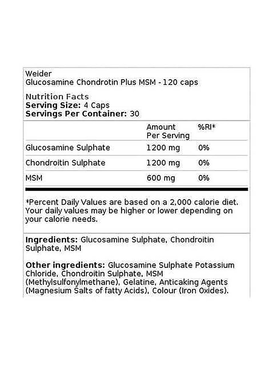 WEİDER Glucosamine Chondroitin Plus MSM – 120 caps ürün görseli - FC PROTEİN MARKET