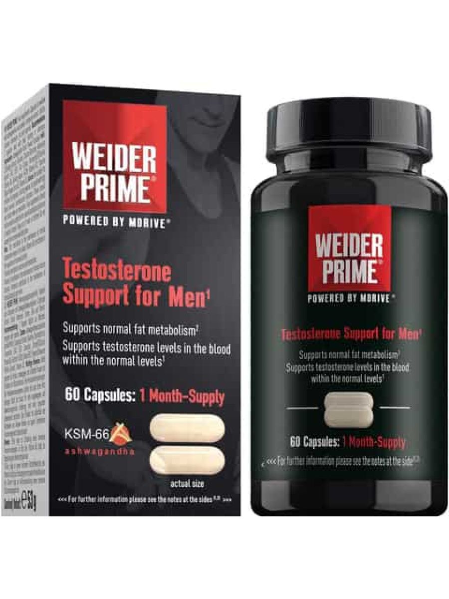 Weider Prime Testosterone Testo Booster For Men DIM KSM66 Ashwagandha 60 Caps
