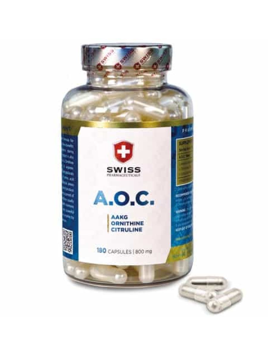 Swiss Pharma AOC AAKG + L-Ornithine HCl +Arginine + Citrulline 180 Kapsül ürün görseli - FC PROTEİN MARKET